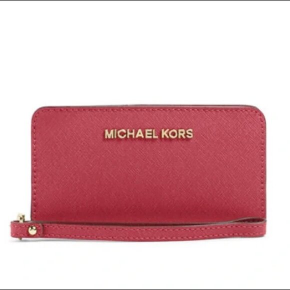 Michael Kors Mandarin Jet Set Leather Slim Tech Wristlet Wallet – Pre-owned - Picture 1 of 5